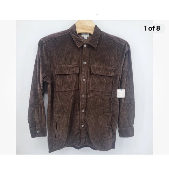 Arizona Jean Co Brown Corduroy Button-Up Shirt jacket shacket 4XLT 100% Cotton - Picture 1 of 12